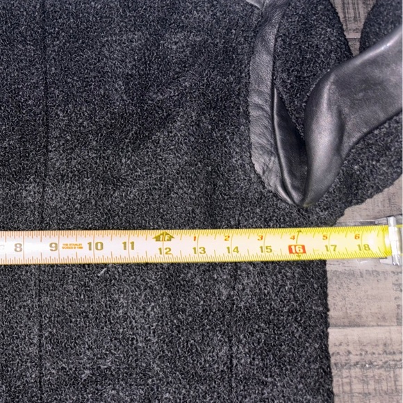 Club Monaco Motorcycle Jacket Womens SZ0 Black Wool Boucle Lambskin Leather Trim - Picture 12 of 12